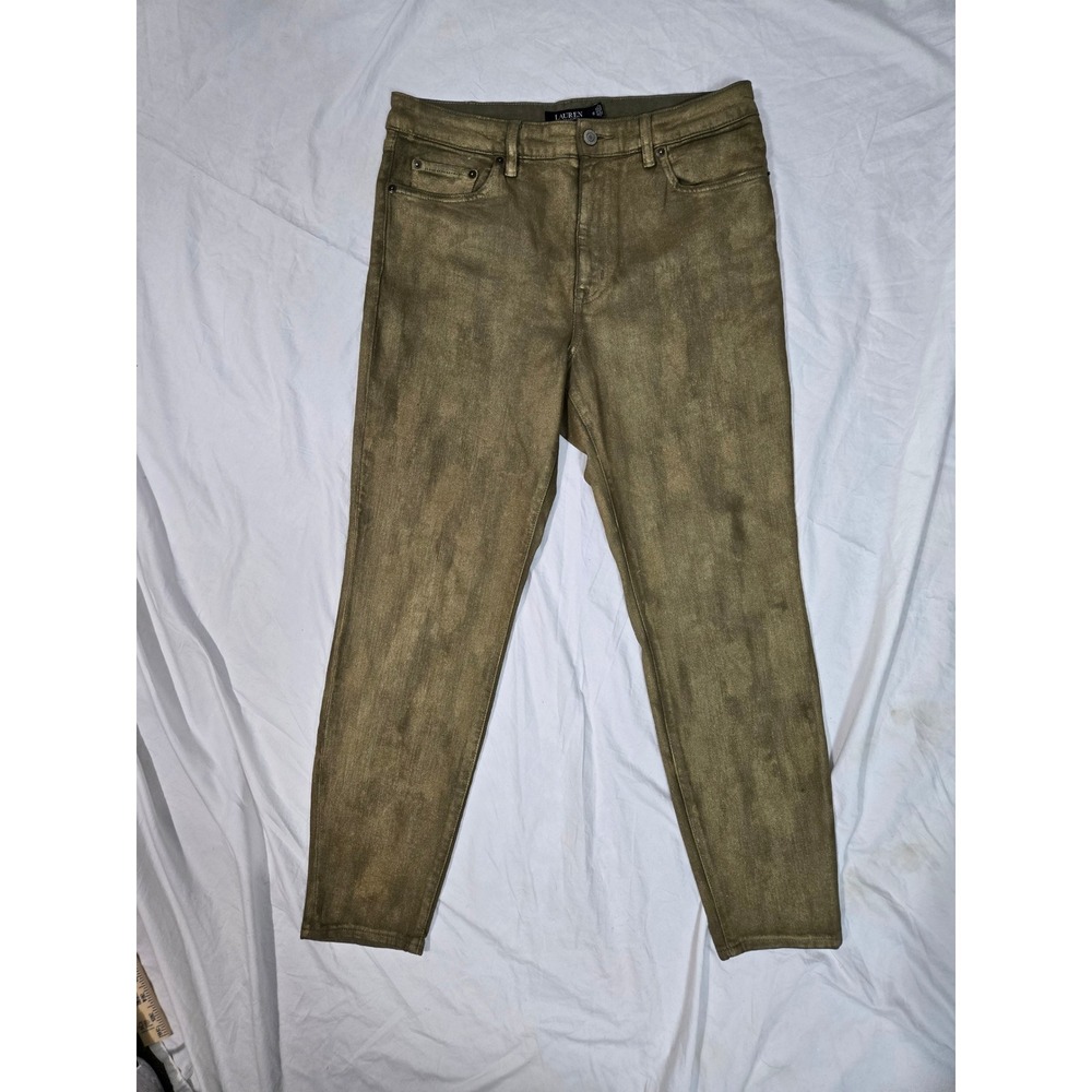 Black Label Lauren Ralph Lauren Metallic Olive Skinny Ankle Size 12 (MSRP$175)